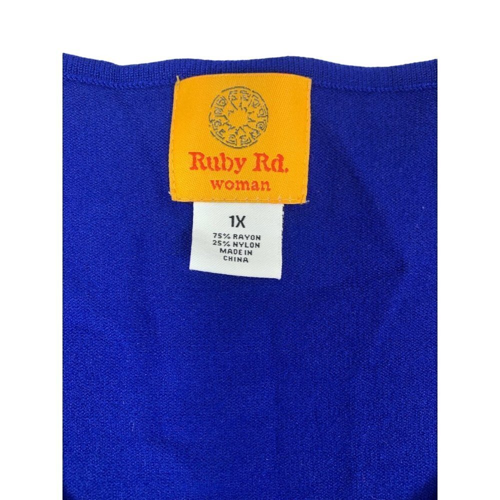 Ruby Rd. Party Animal Blue Casual Top - Picture 3 of 6